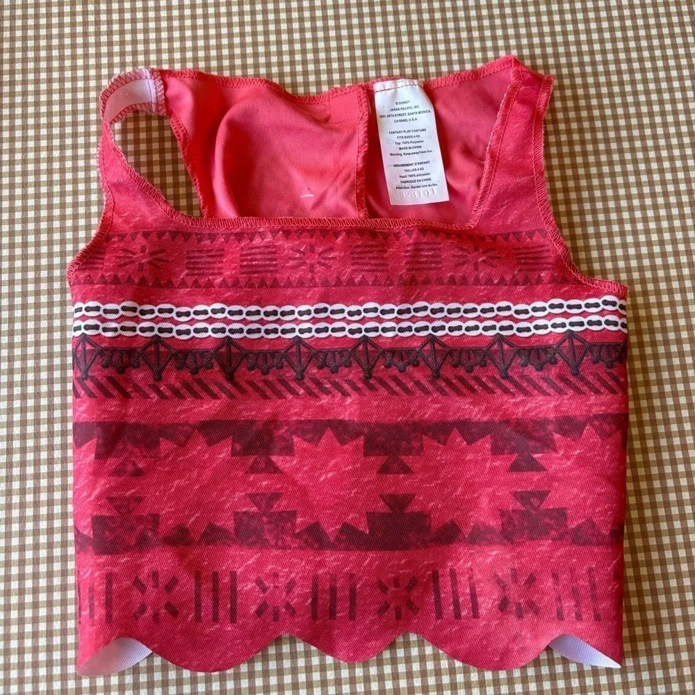 Disney Moana Costume top / skirt‎ / sandals slides. NEW. Size 4-6 years